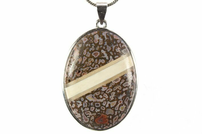 Dinosaur Bone (Gembone) Pendant With Mammoth Ivory #327647
